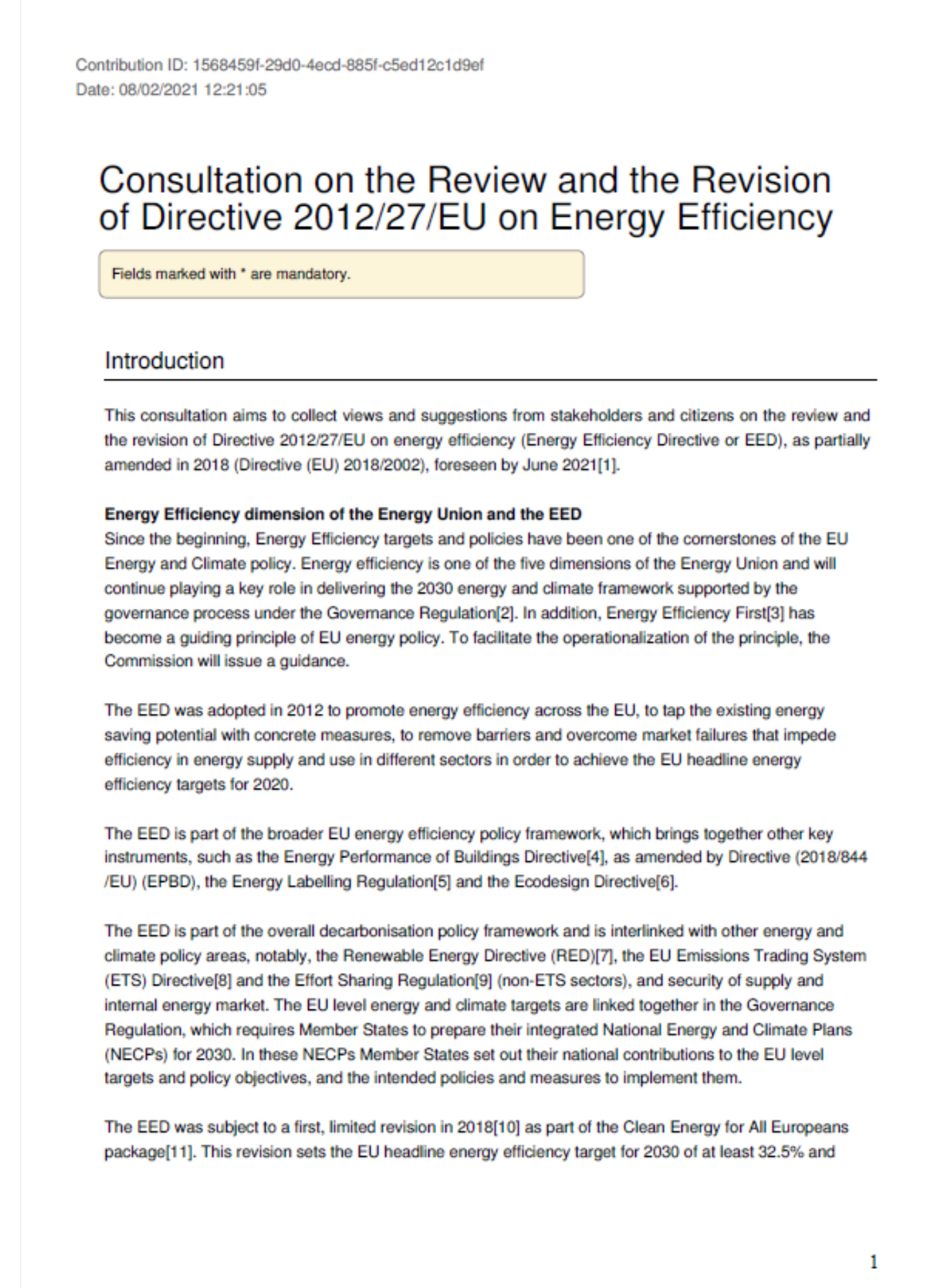 EurEau response to EED public consultation