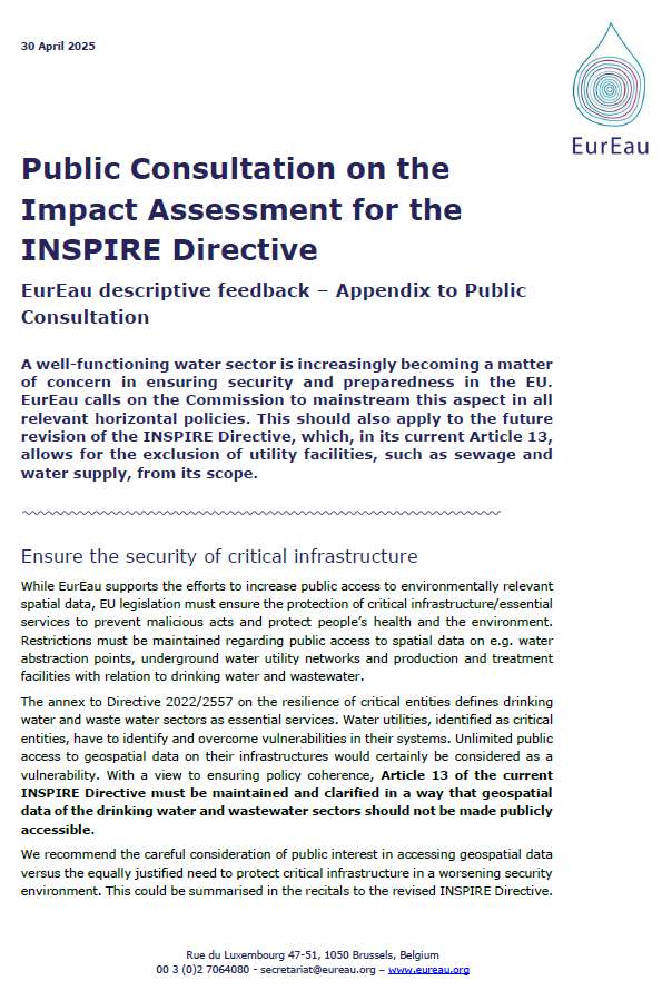 EurEau accompanying document to public consultation on the Green Data for All impact assessment
