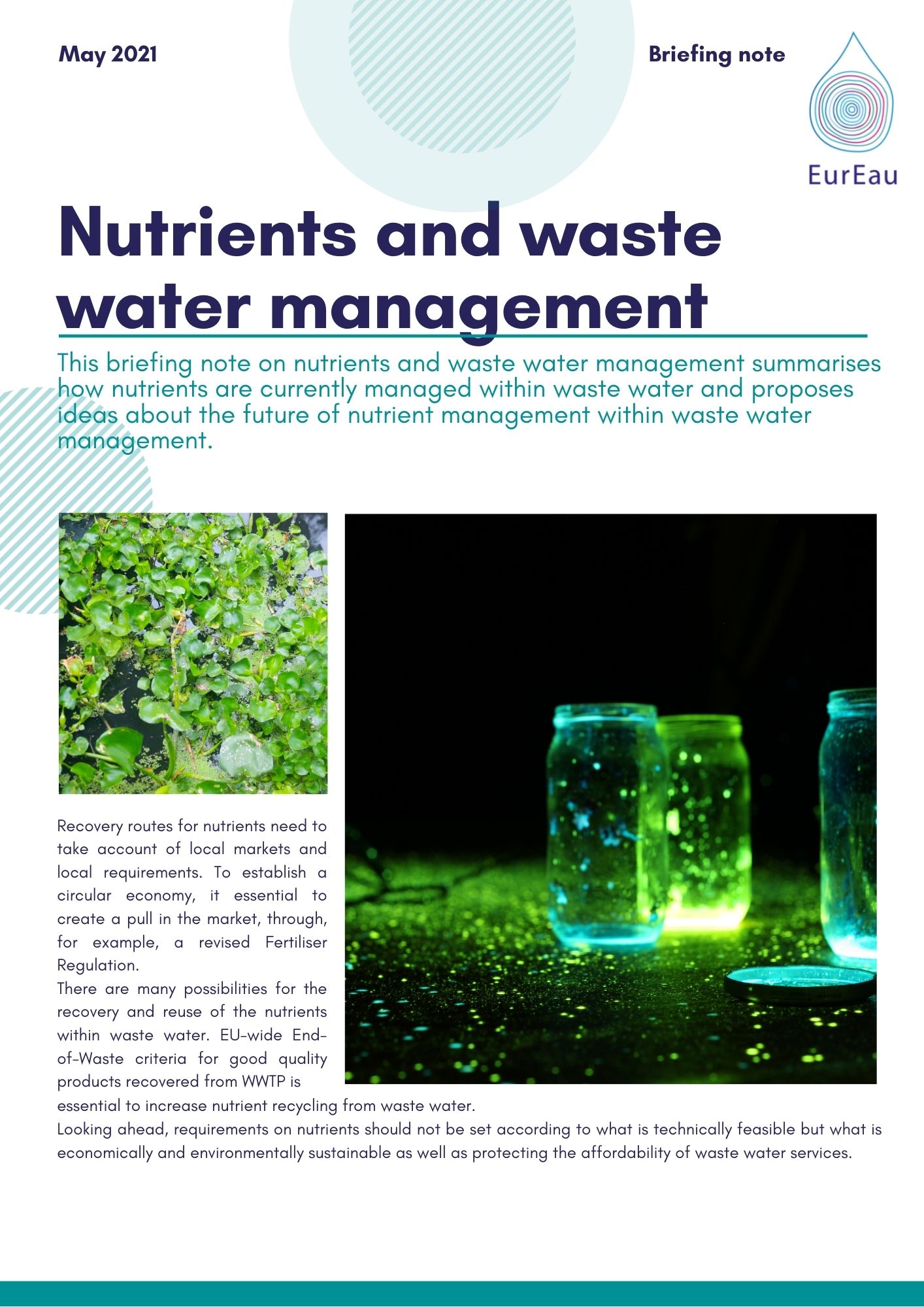 Briefing Note on nutrients and waste water management