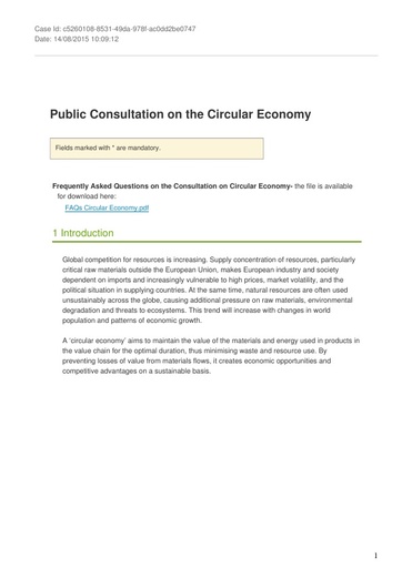 Consultation on the circular economy August2015