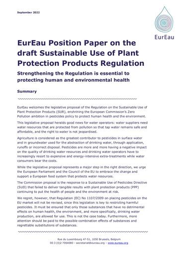 Position Paper on the Sustainable Use of Pesticides Regulation