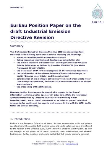 Position Paper on the Industrial Emission Directive