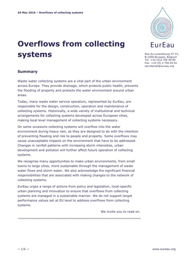 Overflows from collecting systems