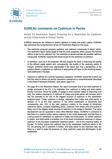 Comments on Cadmium in Paints May2014