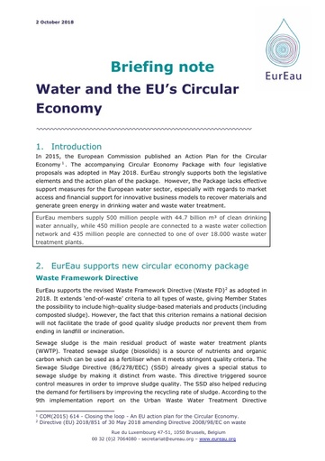 Briefing note on Water and the Circular Economy Package