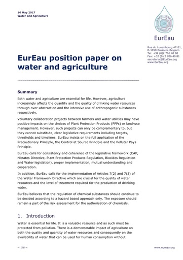 Water and Agriculture