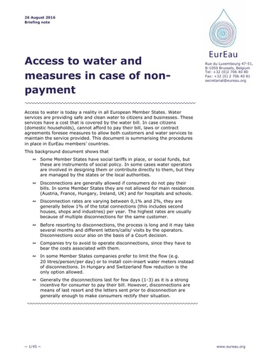 Access to water and measures in case of non payment