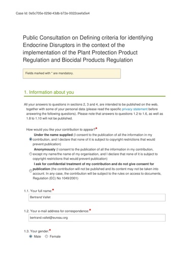 Consultation on endocrine disruptors - January2015