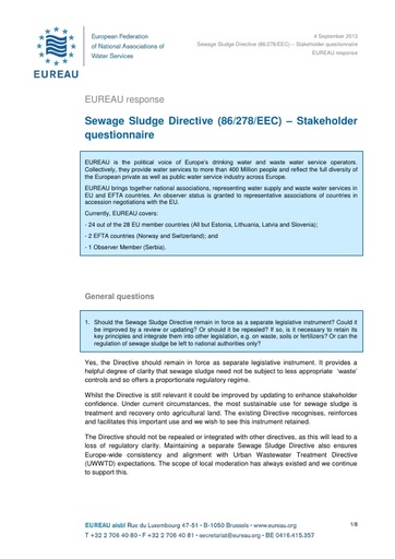 Stakeholder Questionnaire on Sewage Sludge Directive