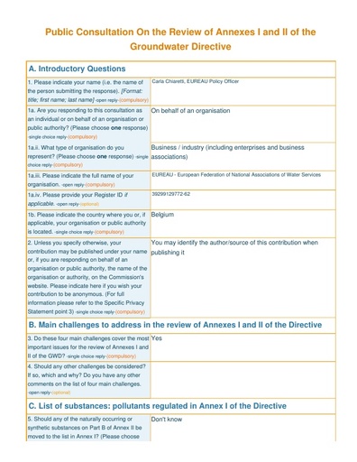 Consultation on the Groundwater Directive October2013