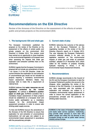 Recommendations on the EIA Directive