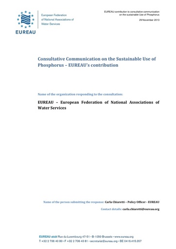 Consultative Communication on the Sustainable Use of Phosphorus
