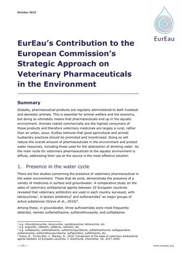 Strategic Approach on Veterinary Pharmaceuticals in the Environment