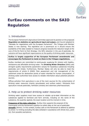 EurEau comments on the SAIO Trilogue