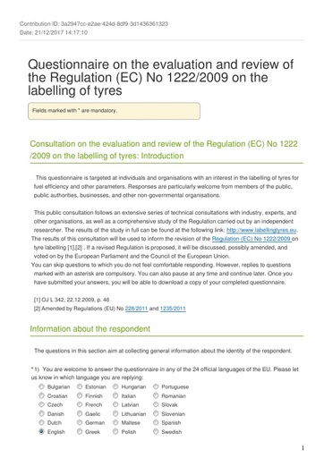 Consultation on tyre labelling December2017