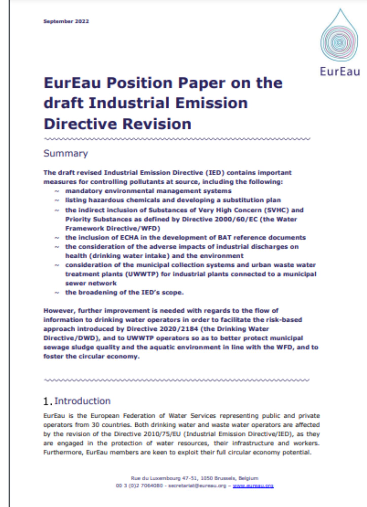 Position Paper on the Industrial Emission Directive