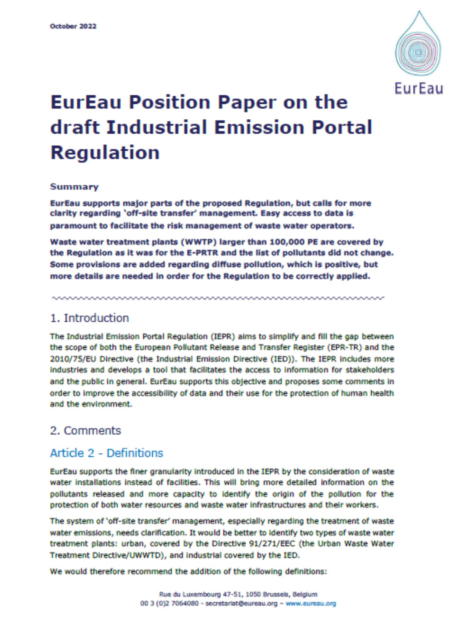 Position paper on PFAS in the urban water cycle - Dec 2021 update